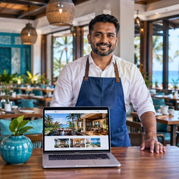 Hospitality business owner with a professional website